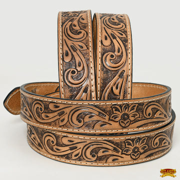 HILASON Western Genuine Leather Belt for Men Women Cowboy Cowgirl Handmade Unisex Full Grain Heavy Duty Floral Tooled Belt